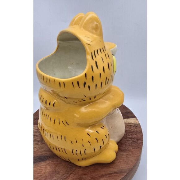 VTG Garfield Hand Painted Ceramic Cookie Jar / Planter ( Personalized Grant ) - Picture 9 of 12